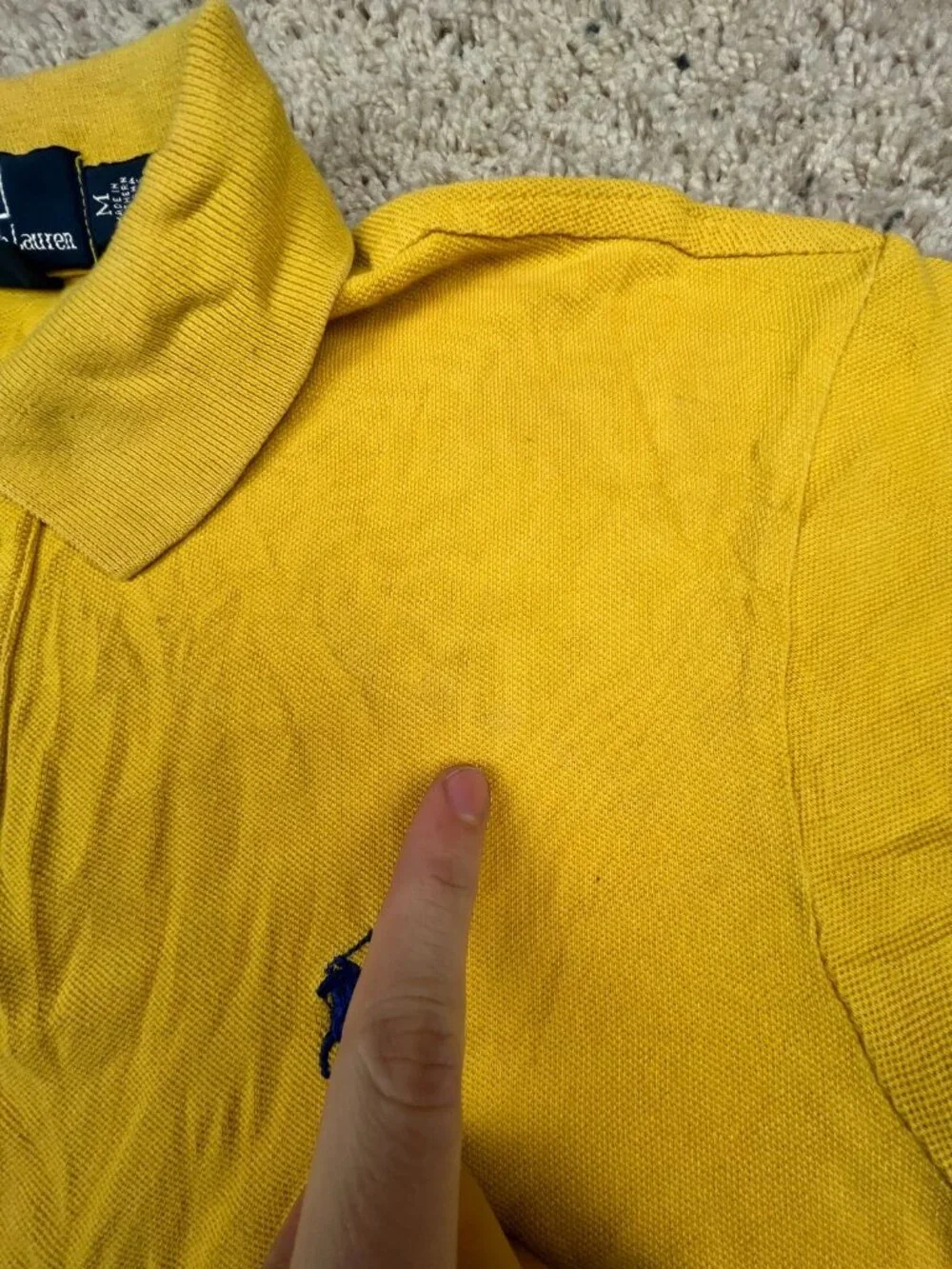 Polo Ralph Lauren Polo Shirt Short Sleeve Cotton Medium Yellow Solid Custom Fit